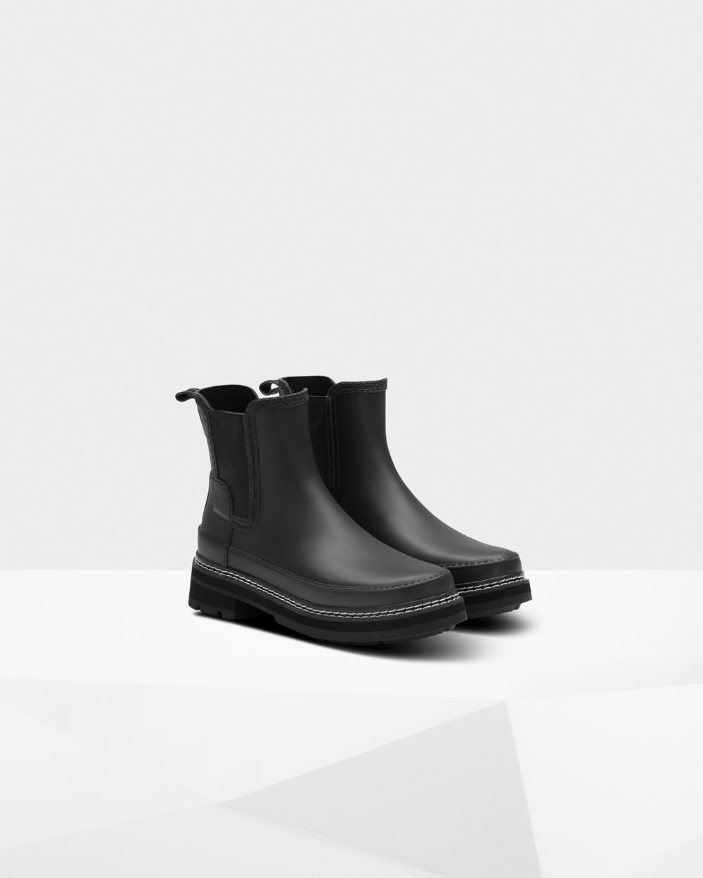 Womens Hunter Refined Stitch Detail - Chelsea Boots Black - 5984-KURAI